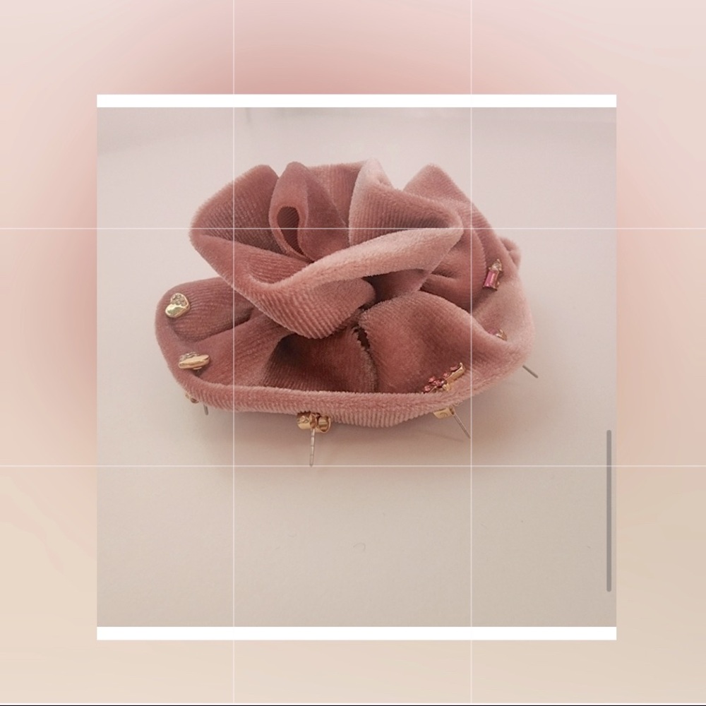 🎀Rare! Sold out! NWT Free People Pink Rosette Earrings Pack Brooch🌹